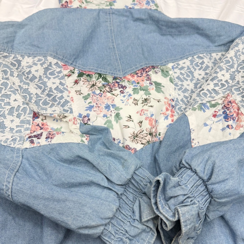 Vintage Bronton Patchwork Denim Jacket Floral Lac… - image 11